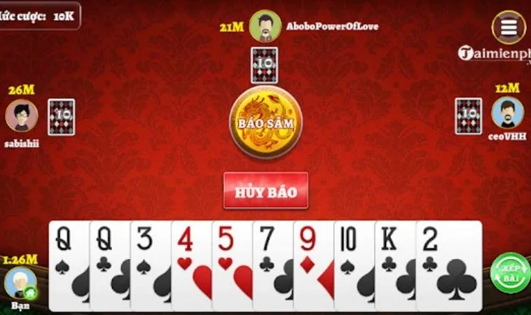 Giao diện chơi Sâm Lốc King88